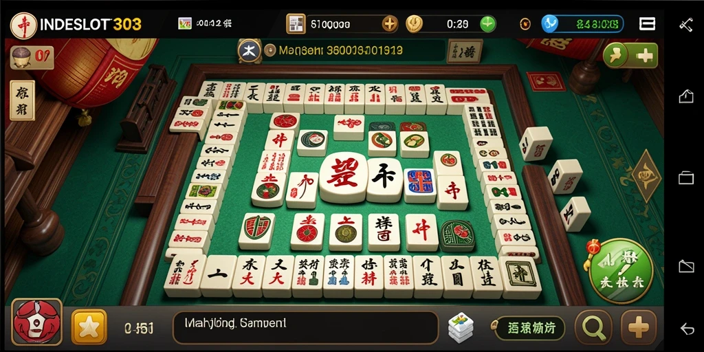 Tampilan gameplay INDESLOT303 dengan grafis Mahjong yang menarik.