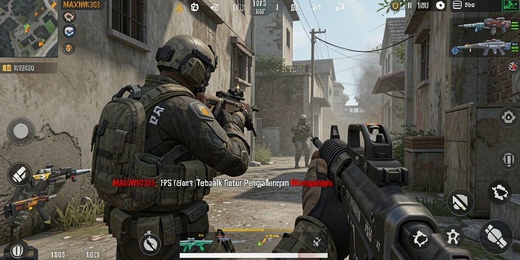 Tangkapan layar menunjukkan aksi intens dalam permainan FPS.