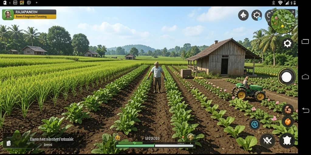 Tampilan gameplay menarik dari RAJAPANEN dengan aktivitas pertanian.